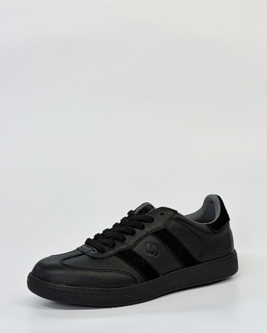 GoodSole 2001 Parallel Leather Slip-On Sneaker Black/Black | Women's Sneakers | Gretel Lane