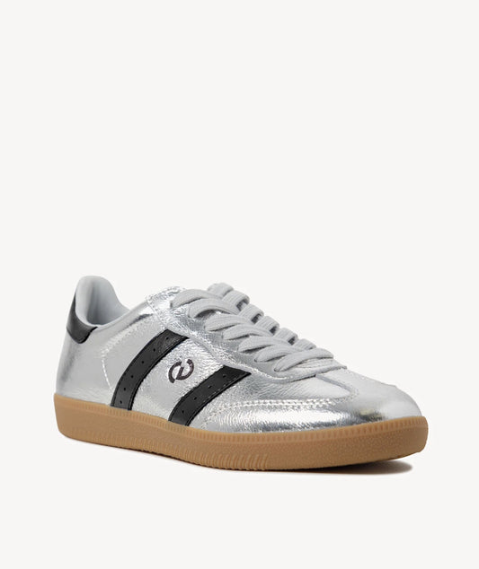 GoodSole 2001 Parallel Women's Lace-up Sneaker Silver/Black Metallic | Women's Sneaker | Gretel Lane