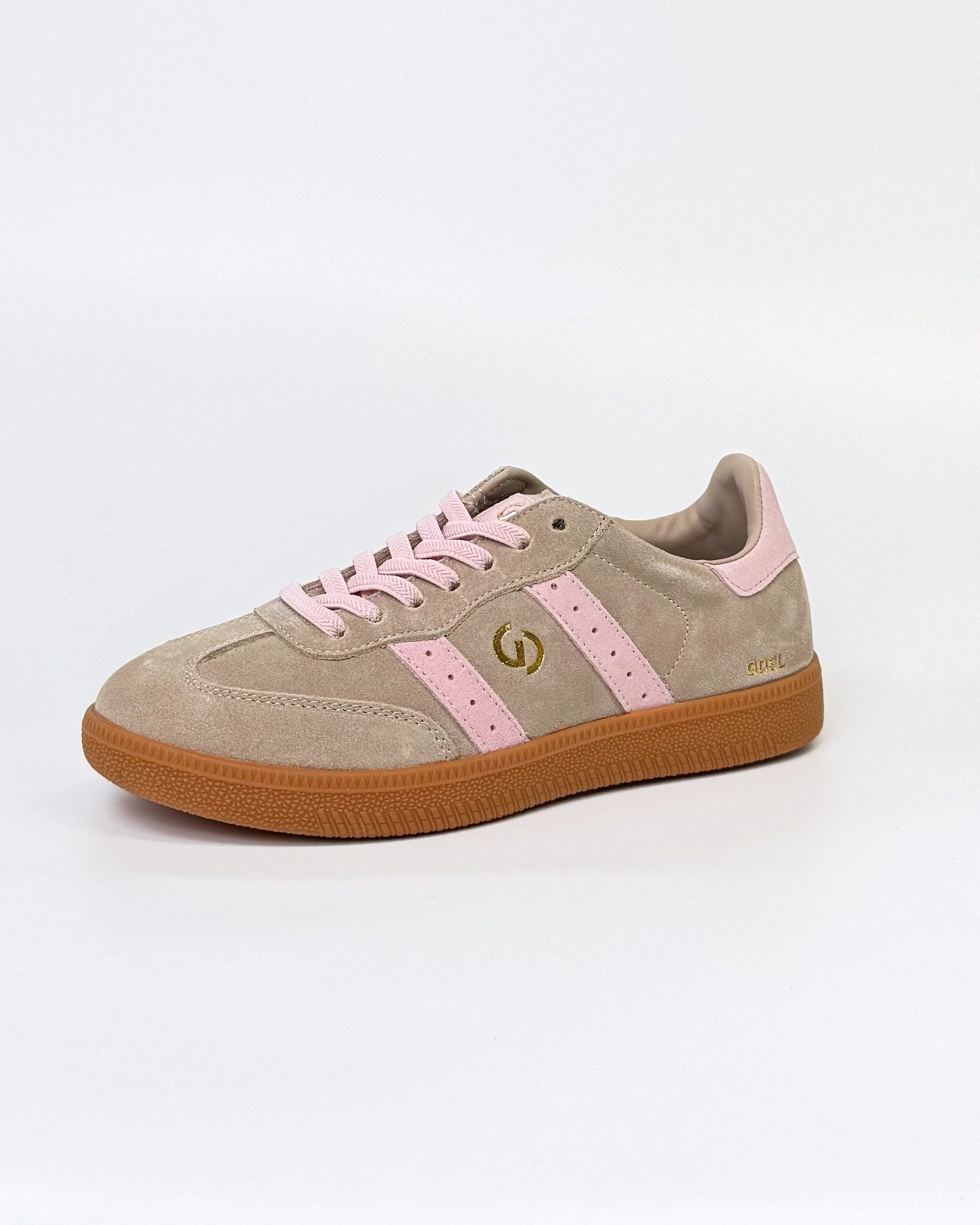 GoodSole 2001 Parallel Women's Sneaker in Tropical Taupe/ Pink Suede | Gretel Lane