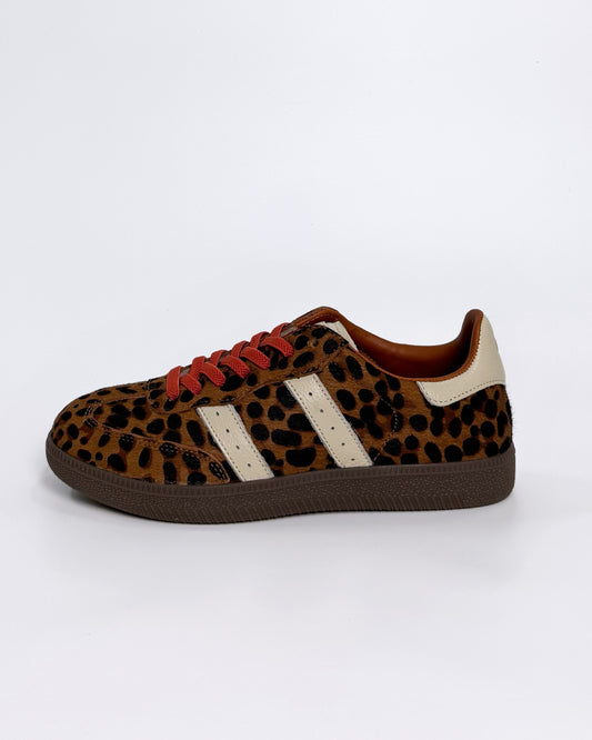 Women' Leopard Print Sneaker with White Stripes | Gretel Lane