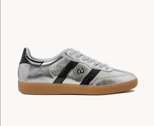 GoodSole 2001 Parallel Women's Lace-up Sneaker Silver/Black Metallic | Women's Sneaker | Gretel Lane
