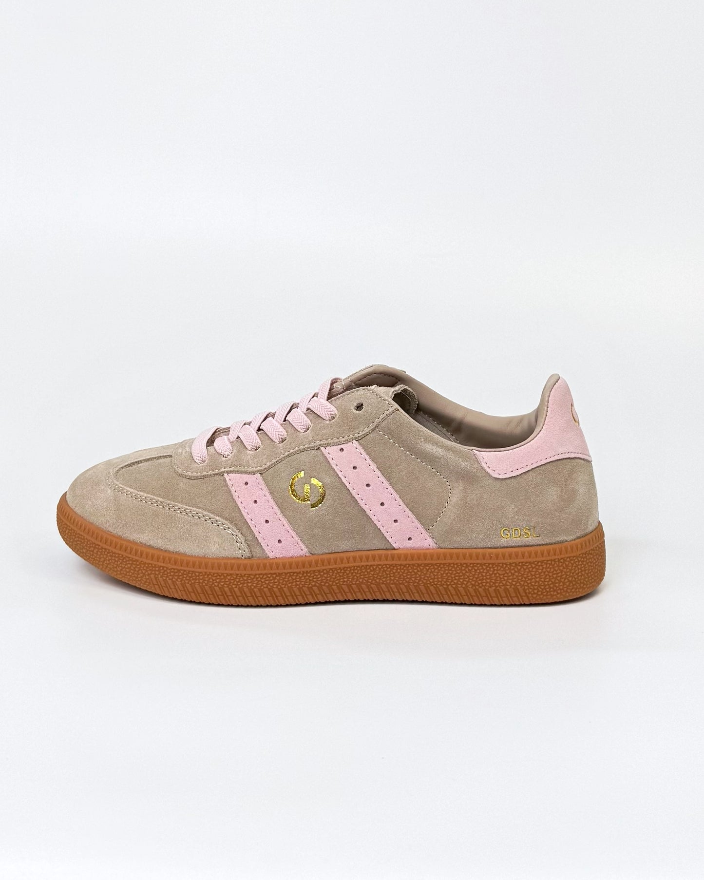 GoodSole 2001 Parallel Women's Sneaker in Tropical Taupe/ Pink Suede | Gretel Lane