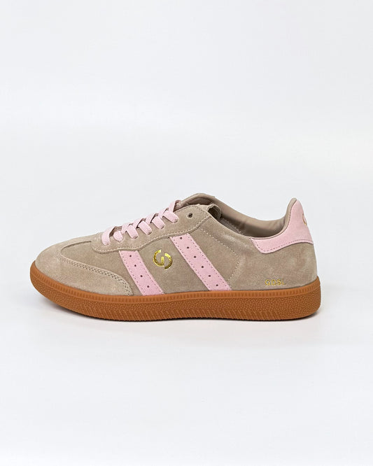 GoodSole 2001 Parallel Women's Sneaker in Tropical Taupe/ Pink Suede | Gretel Lane