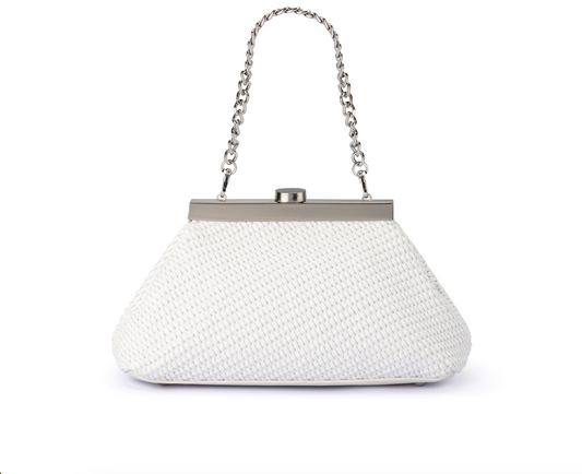 Hanna Woven Straw Clutch (White)