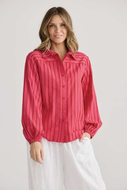 Island Shirt (Hibiscus Stripe)