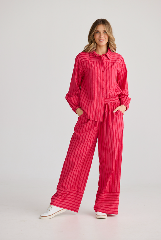 Island Shirt (Hibiscus Stripe)