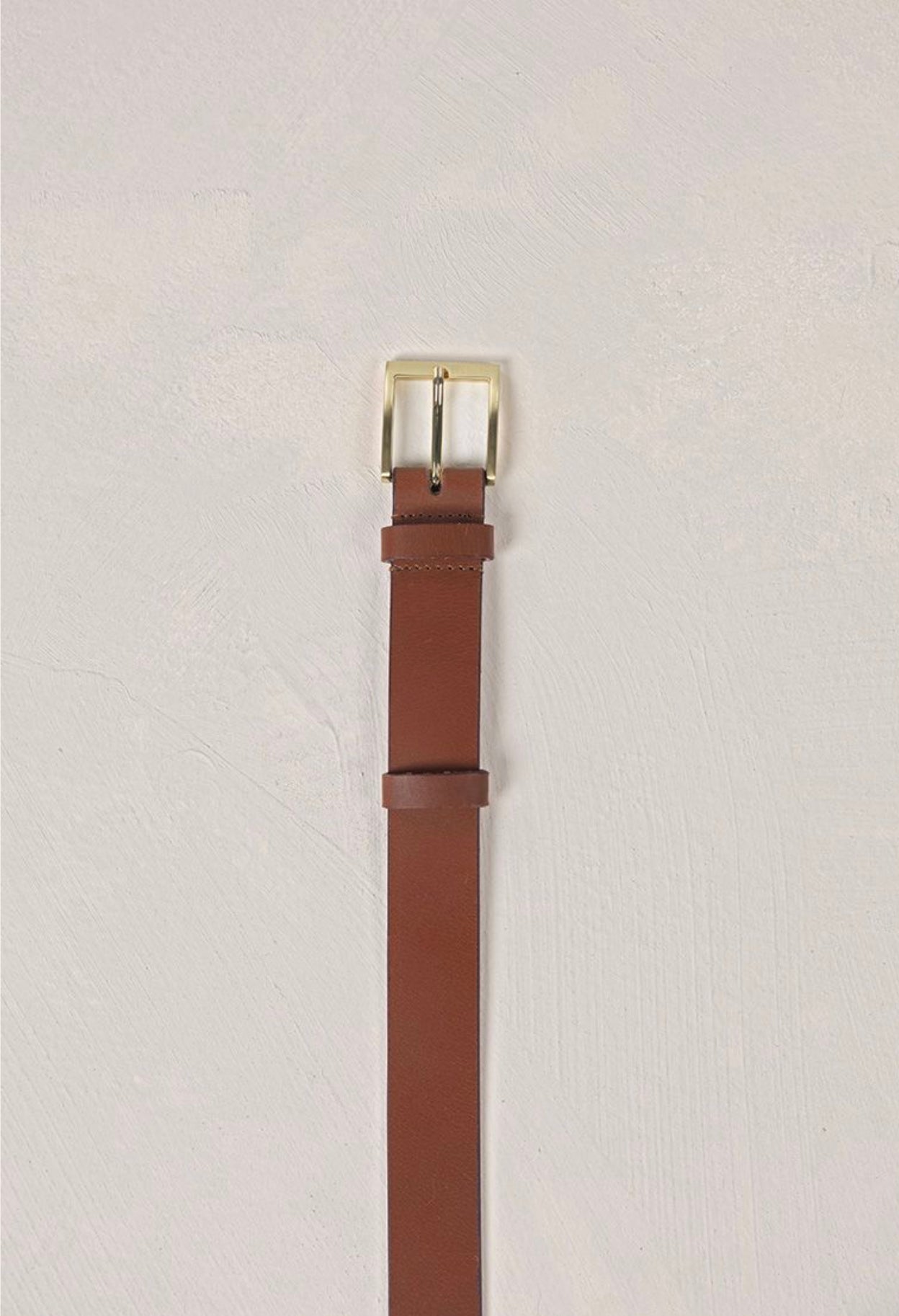 Humidity Women's Classic Tan Leather Belt with Gold Buckle | Gretel Lane
