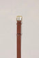 Humidity Women's Classic Tan Leather Belt with Gold Buckle | Gretel Lane