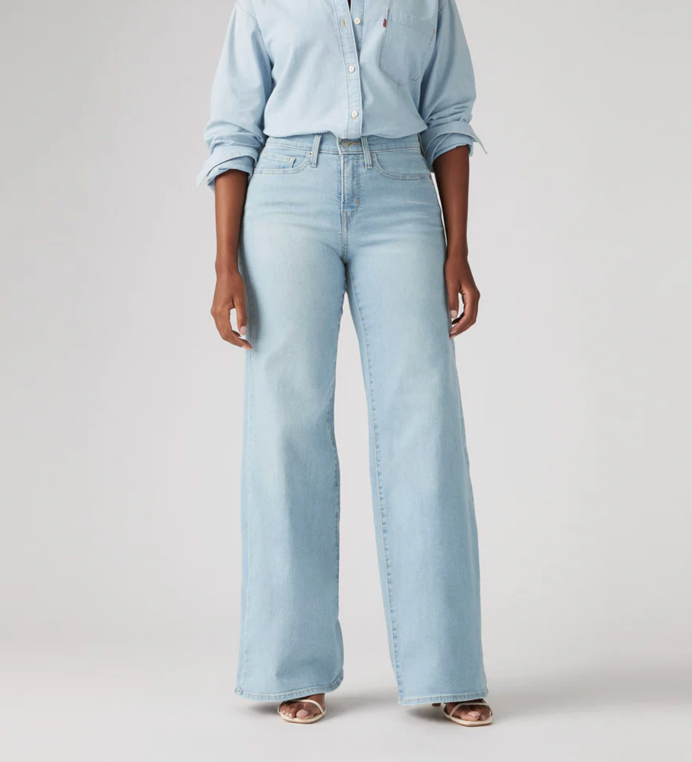 Levi Women's 318 Wide Leg Jeans in Light Blue | Gretel Lane
