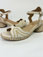 Dane Low Block Raffia Heel Sandal Beige & White