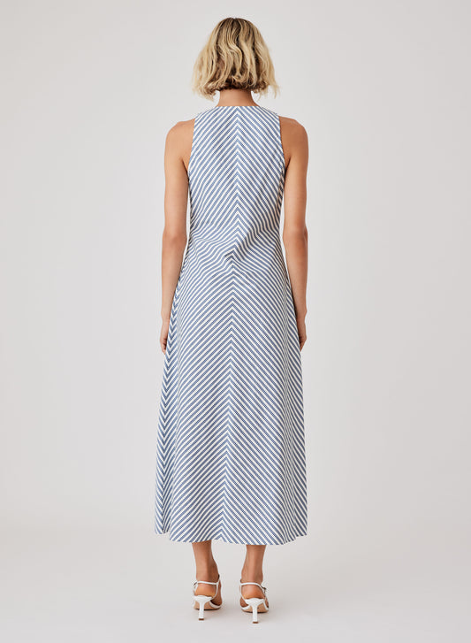 Broadwalk Midi Dress (Blue Stripe)