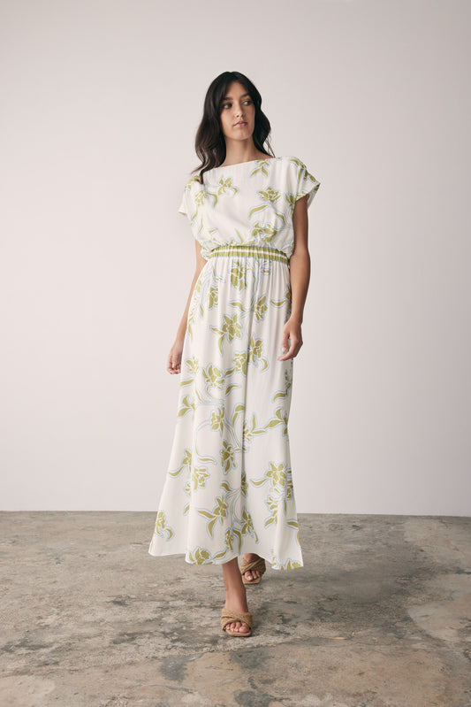 Tranquility Dress (Olive Floral)