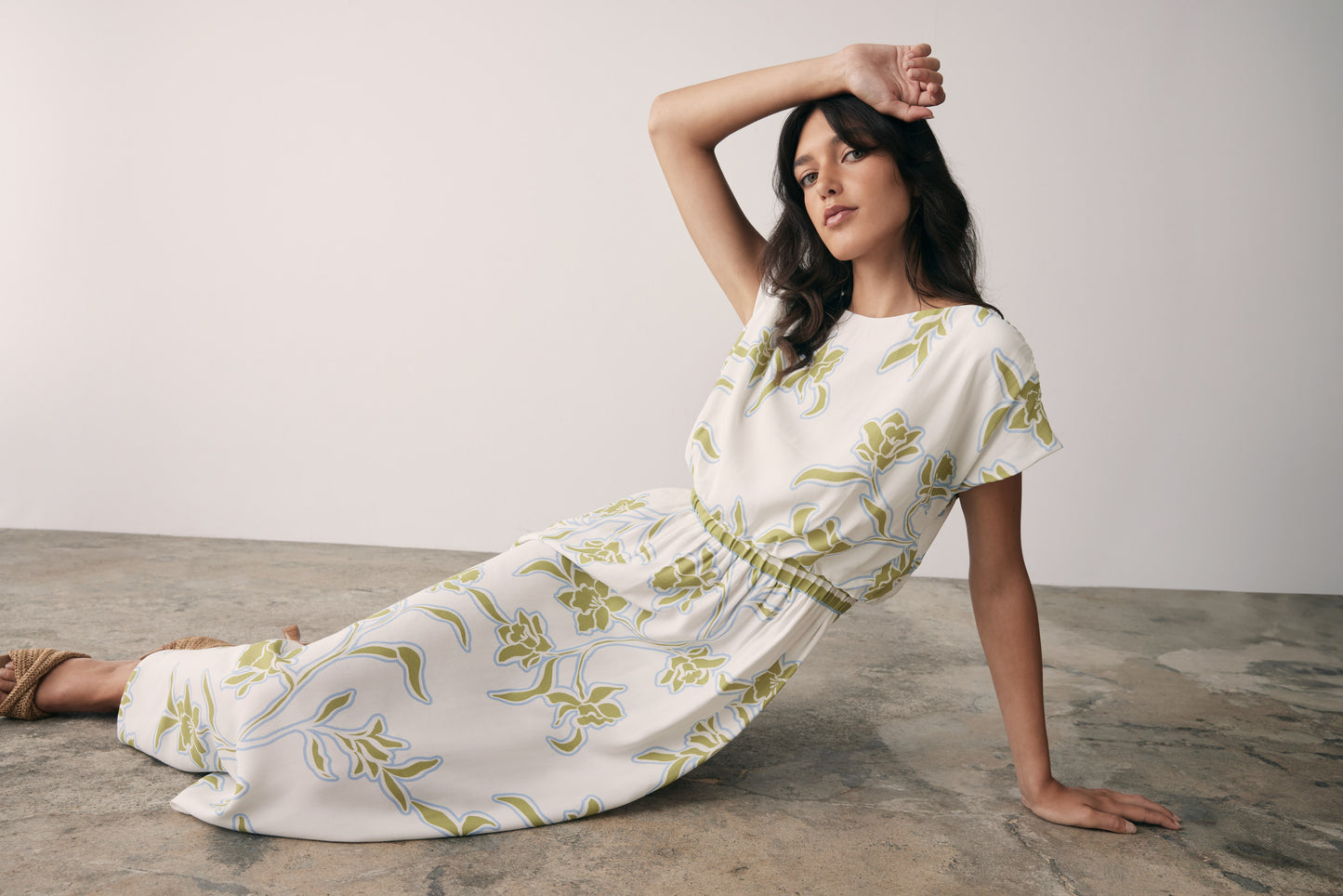 Tranquility Dress (Olive Floral)