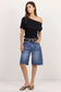 Among The Brave Academy Denim Barrel Knee Length Shorts Deep Blue | Women's Shorts | Gretel Lane