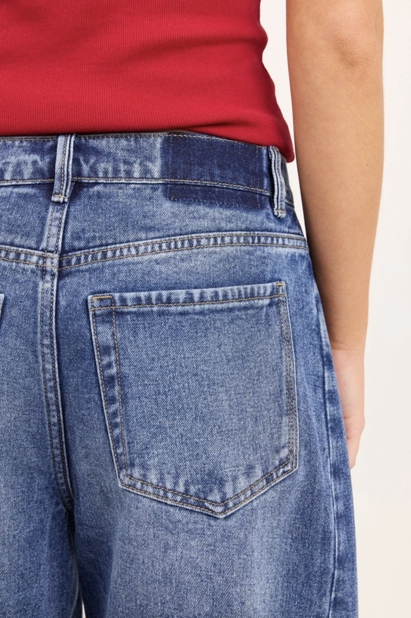 Among The Brave Academy Denim Barrel Knee Length Shorts Deep Blue | Women's Shorts | Gretel Lane