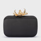 Adele Orchid Lock Clutch (Black)