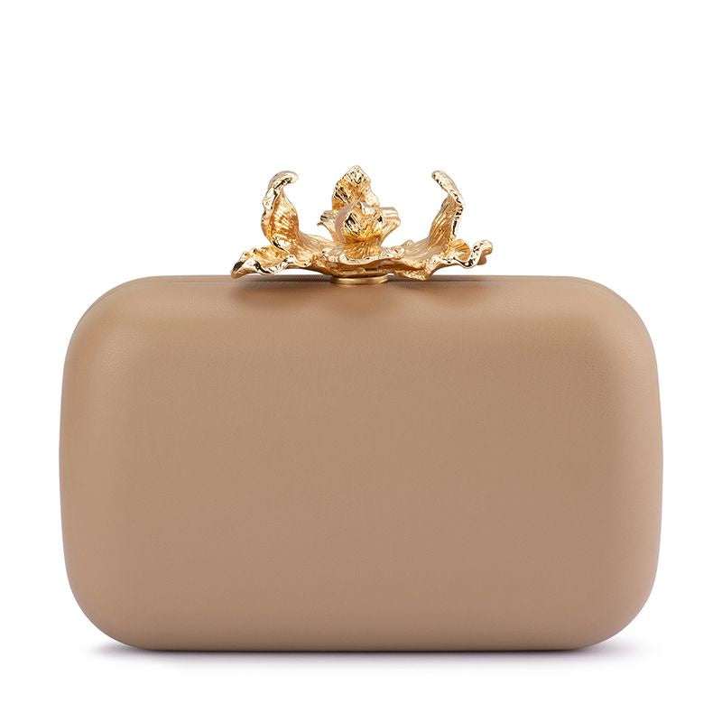 Adele Orchid Lock Clutch (Natural)