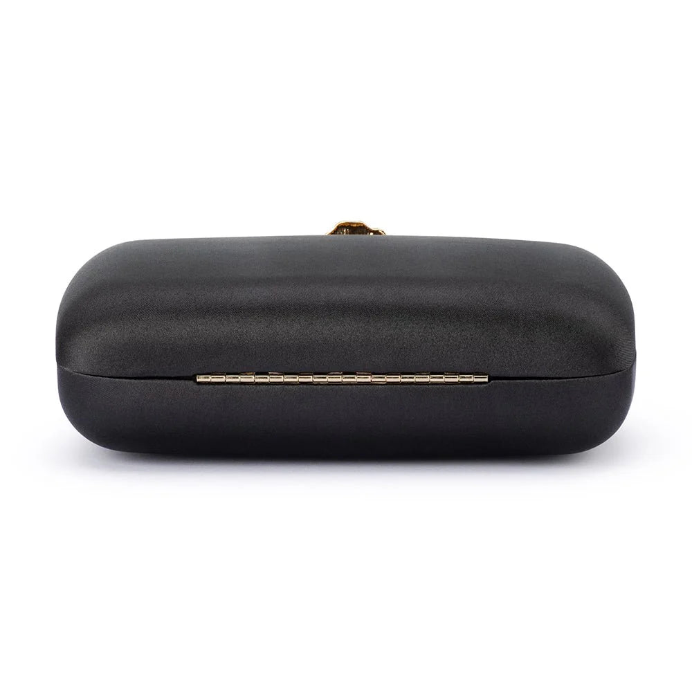 Adele Orchid Lock Clutch (Black)