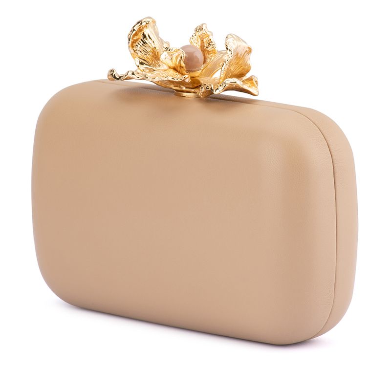 Adele Orchid Lock Clutch (Natural)