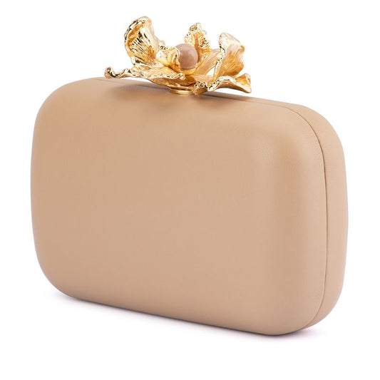 Adele Orchid Lock Clutch (Natural)