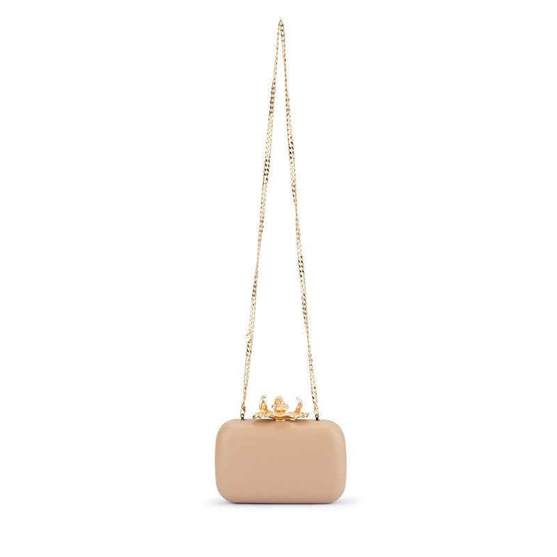 Adele Orchid Lock Clutch (Natural)