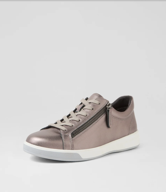 Ziera Aito Pewter Leather Sneaker | Gretel Lane
