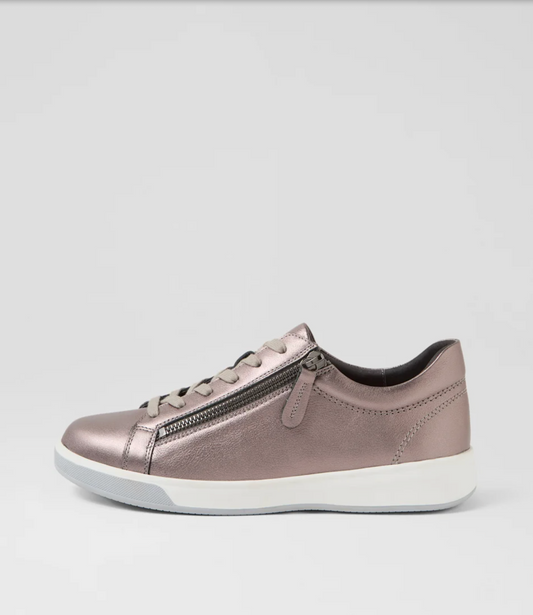 Ziera Aito Pewter Leather Sneaker | Gretel Lane