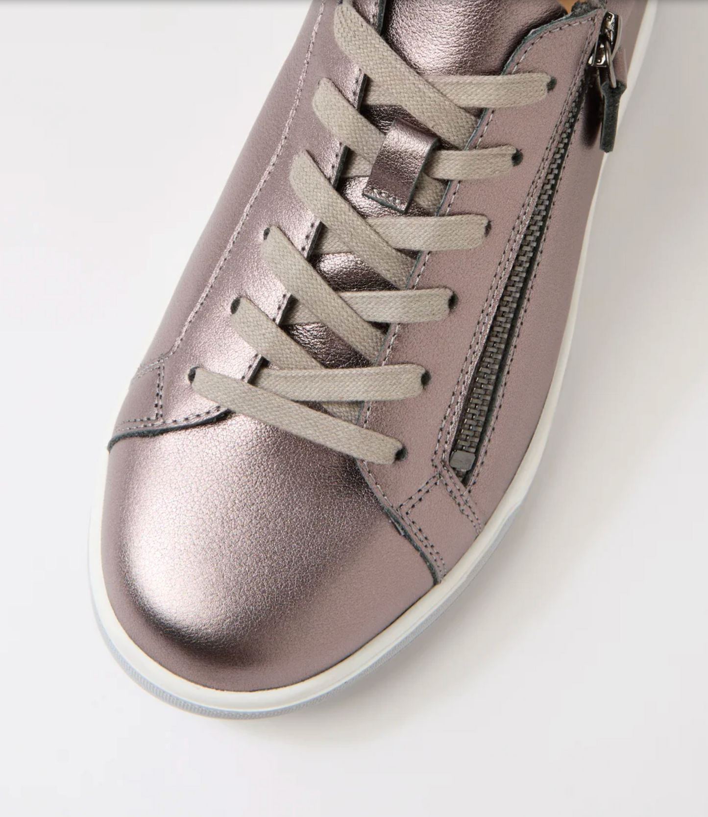 Ziera Aito Pewter Leather Sneaker | Gretel Lane