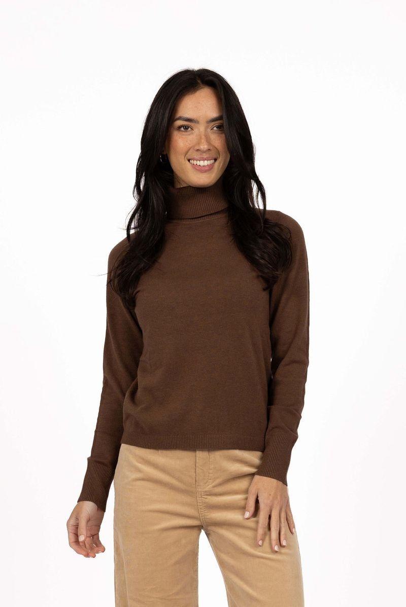 Humidity Women's Brown Roll Neck Alana Knit Skivvy | Gretel Lane