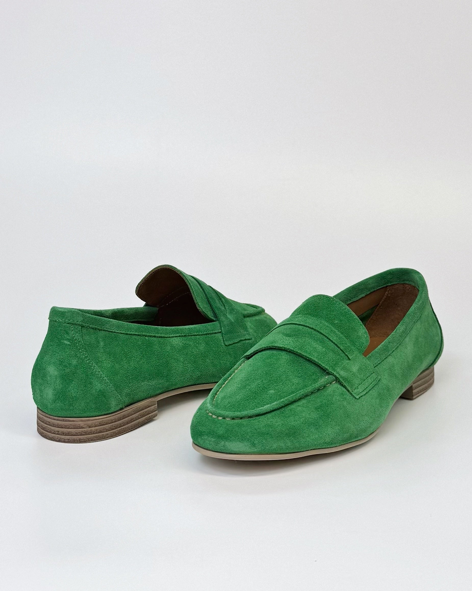 Luna Sole Alicia Women's Flat Loafer Green Suede | Women's Shoes | Gretel Lane