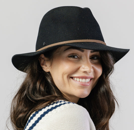 Rigon Headwear Alpine Soft Wool Felt Fedora Black | Women's Hats | Gretel Lane