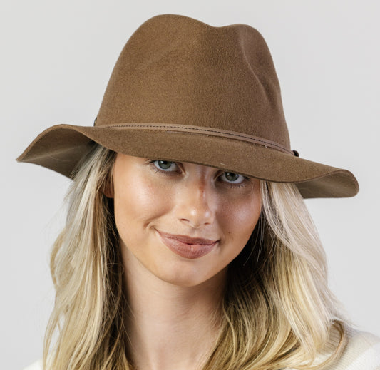 Alpine Fedora Chocolate women's Australian wool felt fedora hat wide brim
