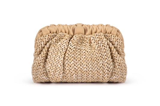 Amalia Petite Gathered Clutch (Natural)