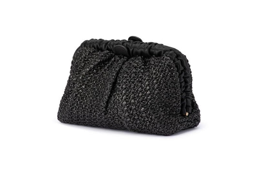 Amalia Petite Gathered Clutch (Black)