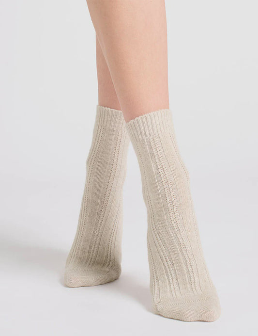Angelina Cable Crew Sock (Chai)