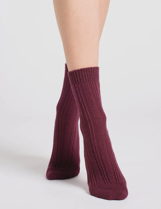 Angelina Cable Crew Sock (Velvet)