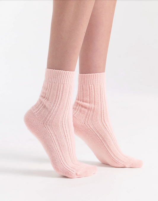 Levante Angelina Wool Blend Cable Crew Sock in Rosette | Women's Socks | Gretel Lane