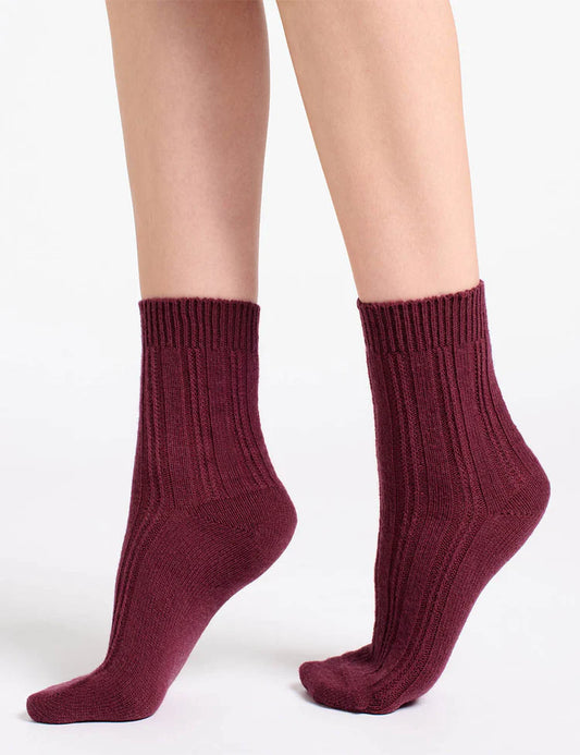 Angelina Cable Crew Sock (Velvet)