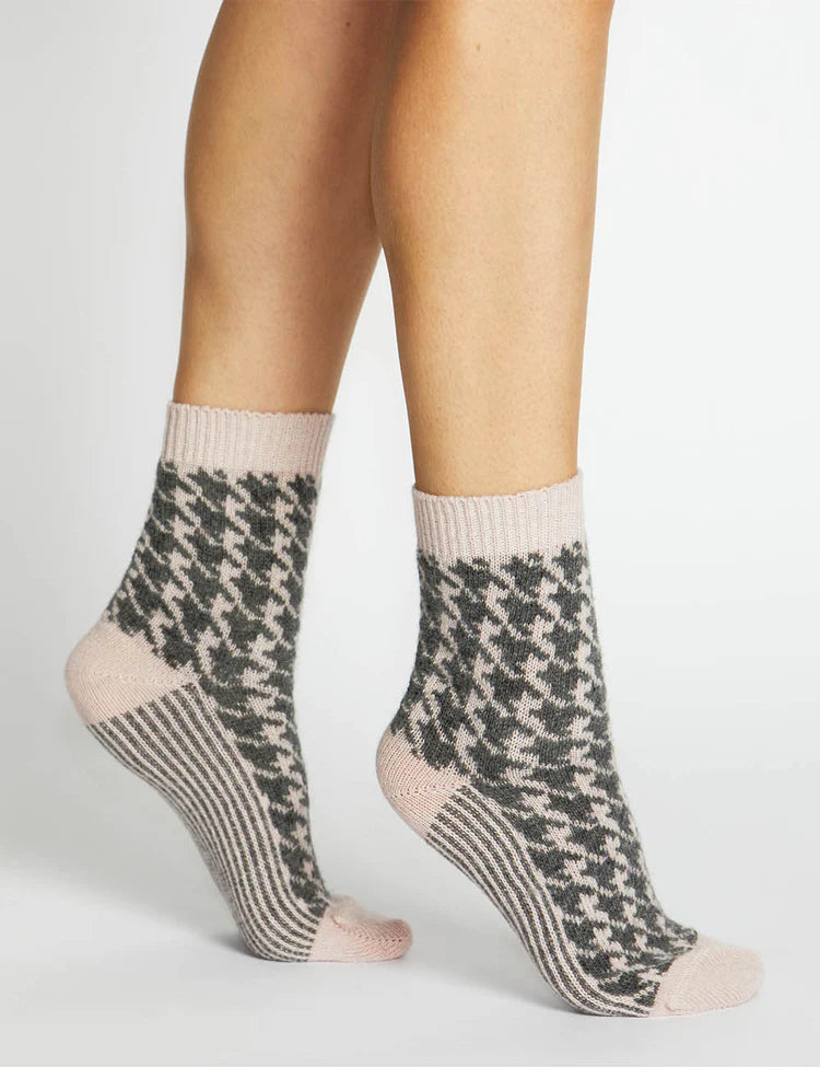 Antonia Houndstooth Crew Sock (Primrose)