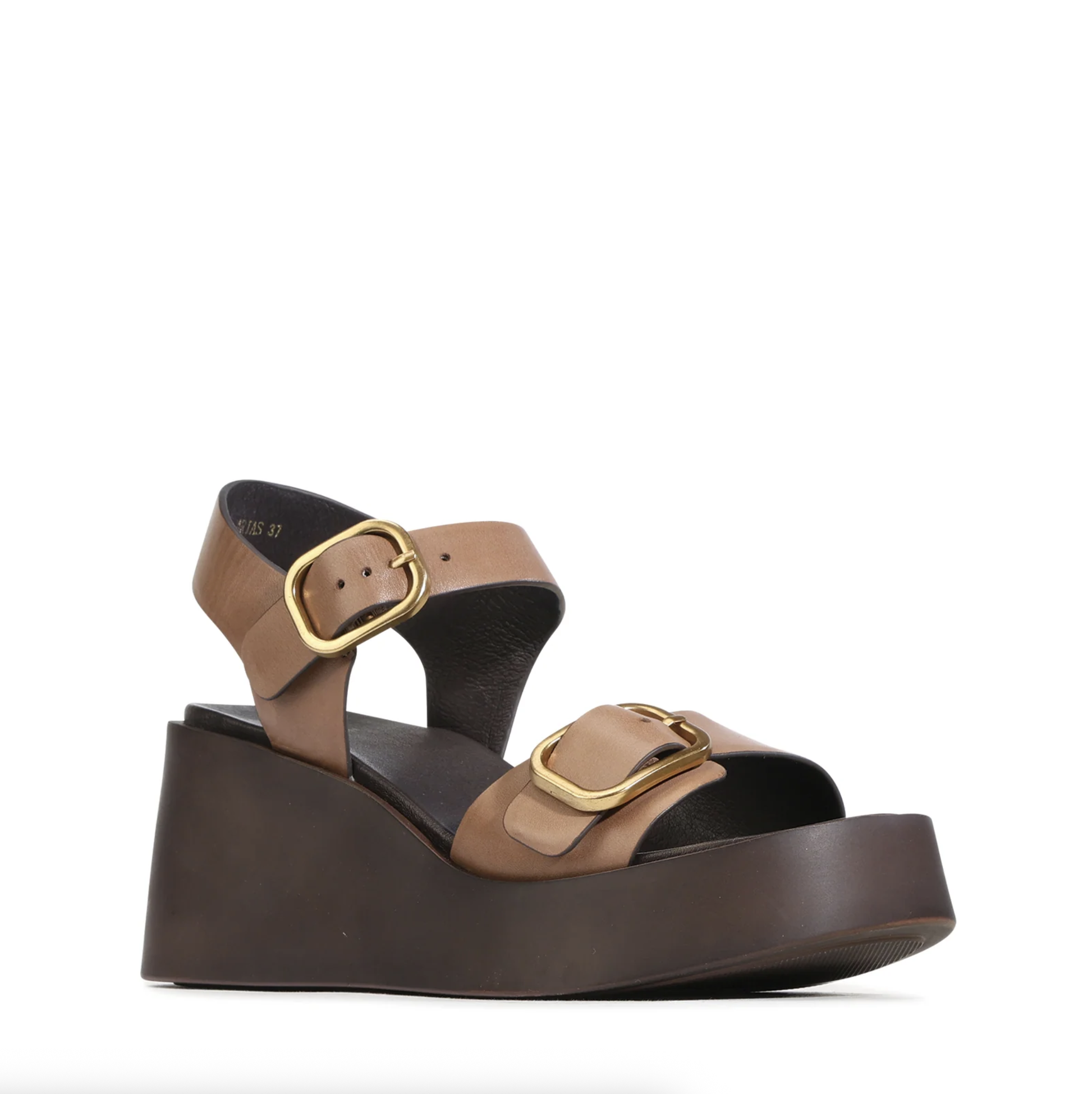 EOS Arias Platform Wedge Sandal Pecan Leather | Women's Footwear | Gretel Lane