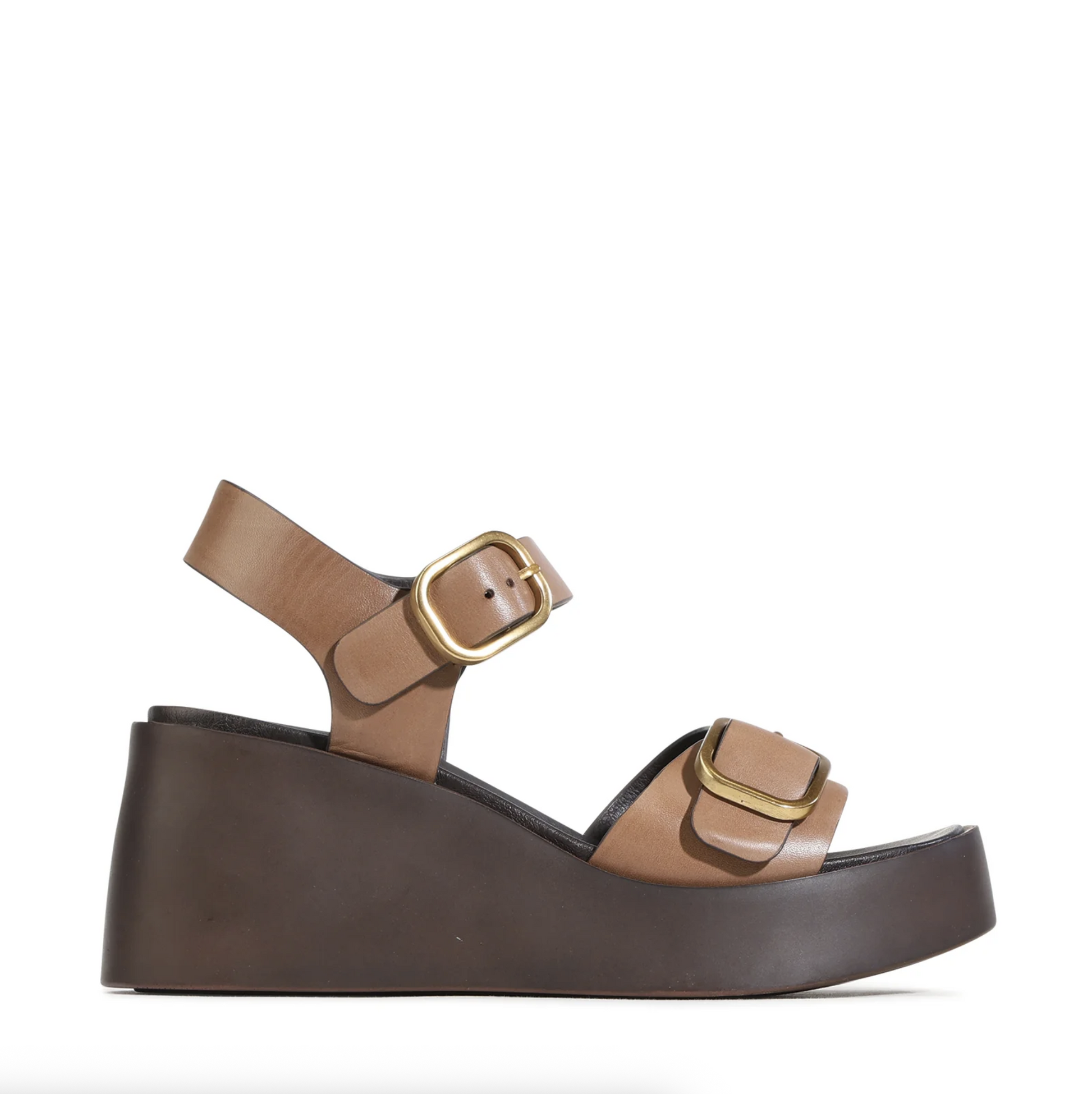EOS Arias Platform Wedge Sandal Pecan Leather | Women's Footwear | Gretel Lane