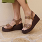 EOS Arias Platform Wedge Sandal Pecan Leather | Women's Footwear | Gretel Lane