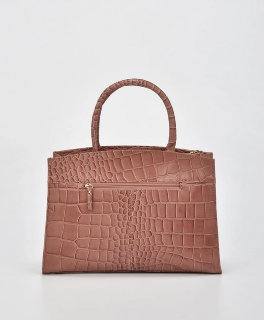 Cobb & Co Arlie Large Top Handle Bag in Pink Croc Leather | Women's Handbags | Gretel Lane