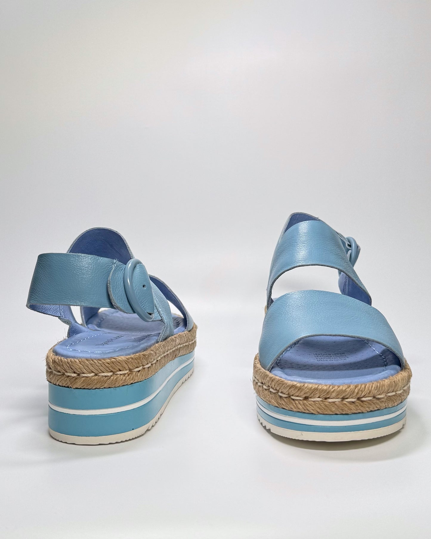 Women's Blue Leather Flatform Sandal | Gretel Lane