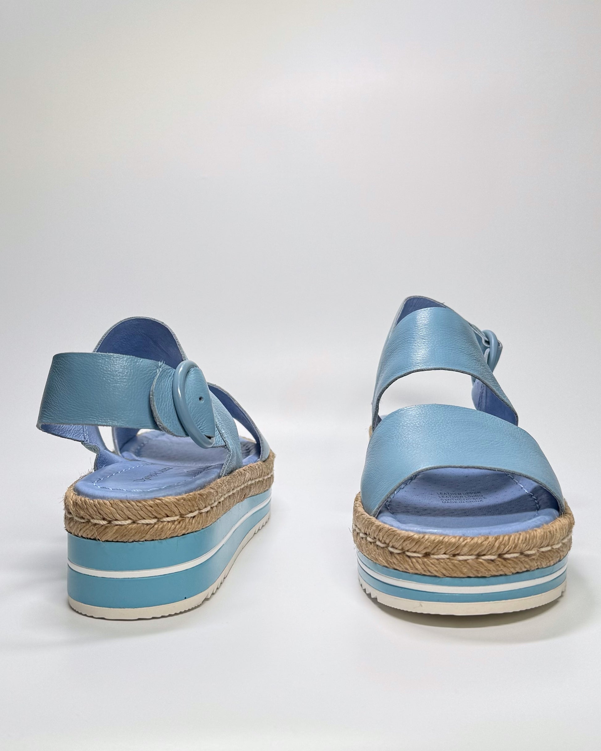 Women's Blue Leather Flatform Sandal | Gretel Lane