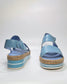Women's Blue Leather Flatform Sandal | Gretel Lane