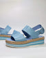 Women's Blue Leather Flatform Sandal | Gretel Lane