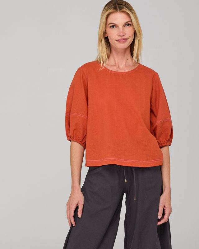 Boom Shankar Women's Orange Cotton Ava Top | Gretel Lane