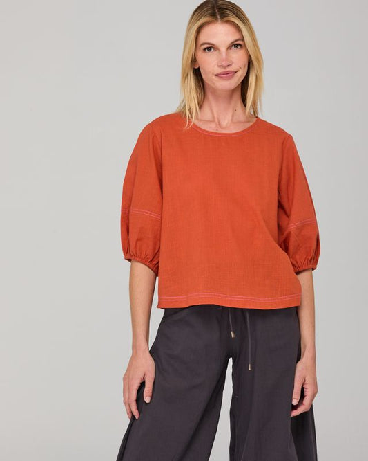Boom Shankar Women's Orange Cotton Ava Top | Gretel Lane