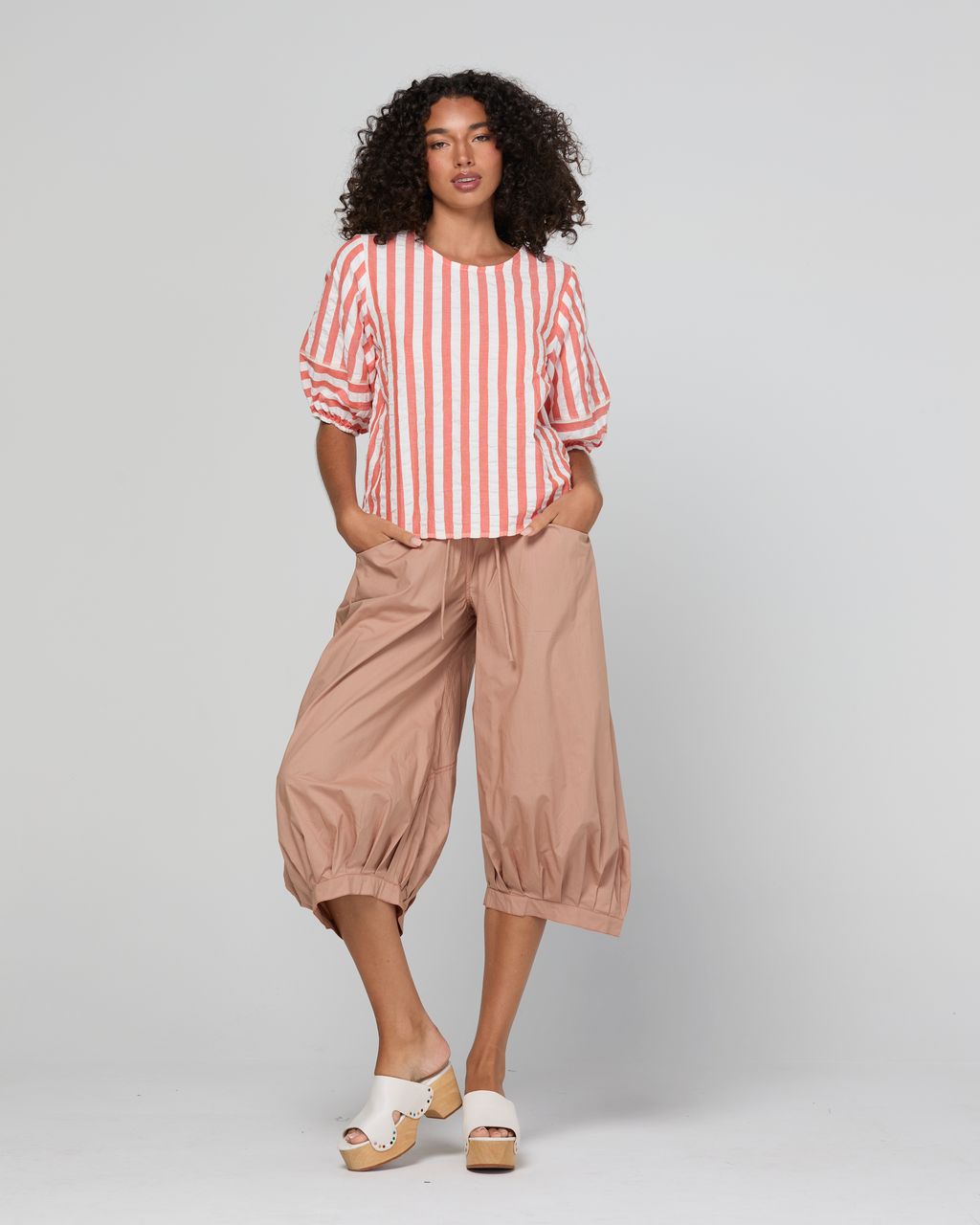 Boom Shankar Ava Cotton Seersucker Top Watermelon Stripe | Women's Clothing | Gretel Lane